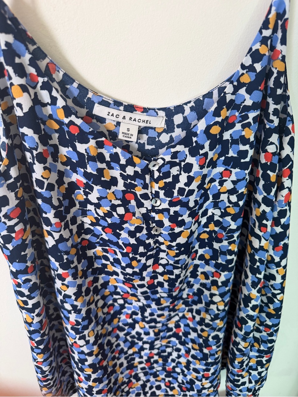 Zac & Rachel Navy Abstract Multicolor Spaghetti Strap Tank - Picture 2 of 4